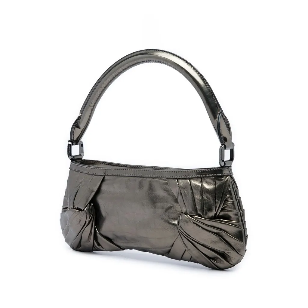 Burberry Metallic Leather Sling Knot Shoulder Bag Brown Leather Very good - Back View