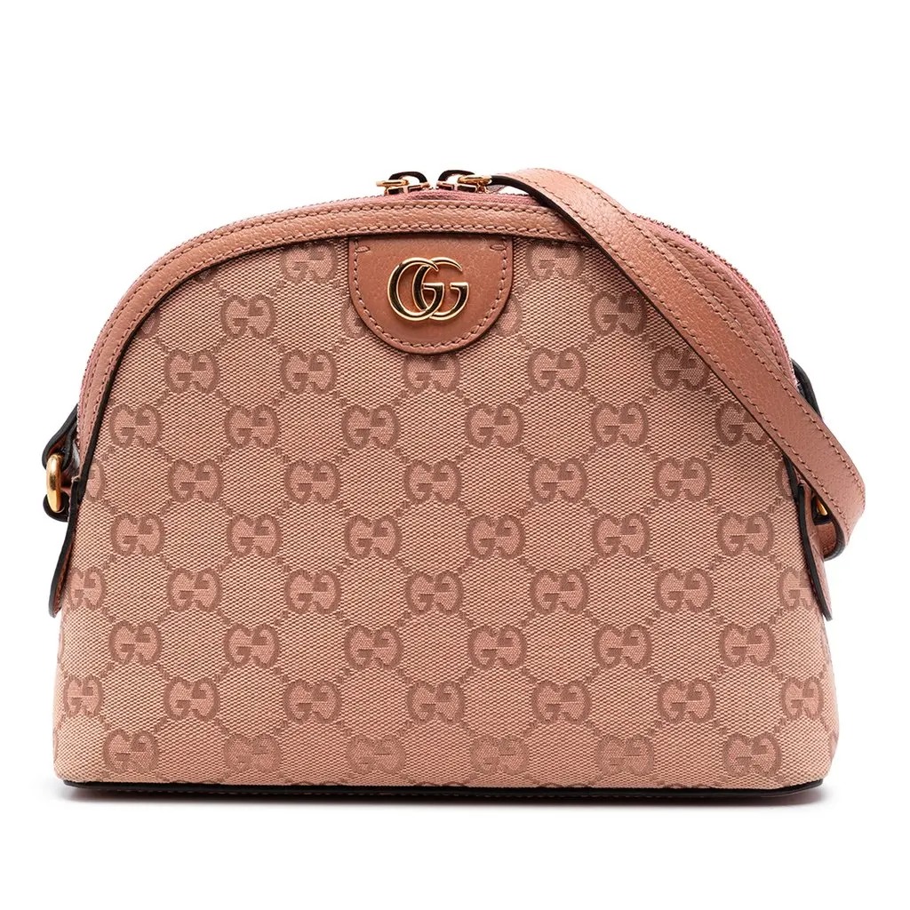 Gucci Small GG Canvas Ophidia Dome Crossbody Pink Very good - Front View