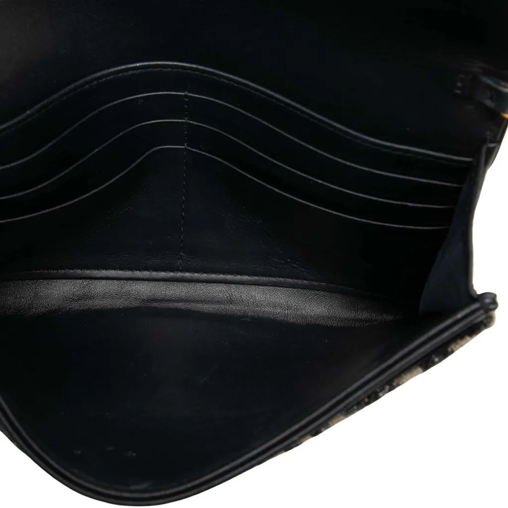 Dior Small Oblique Canvas Saddle Pouch with Chain Blue Canvas Good - Model View