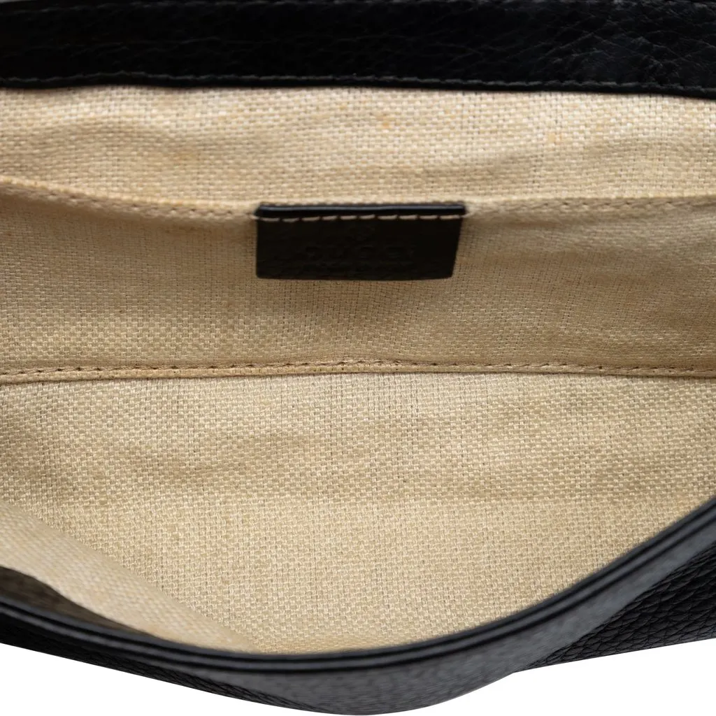Gucci Pebbled Leather Greenwich Clutch with Chain Black Leather Very good - Model View
