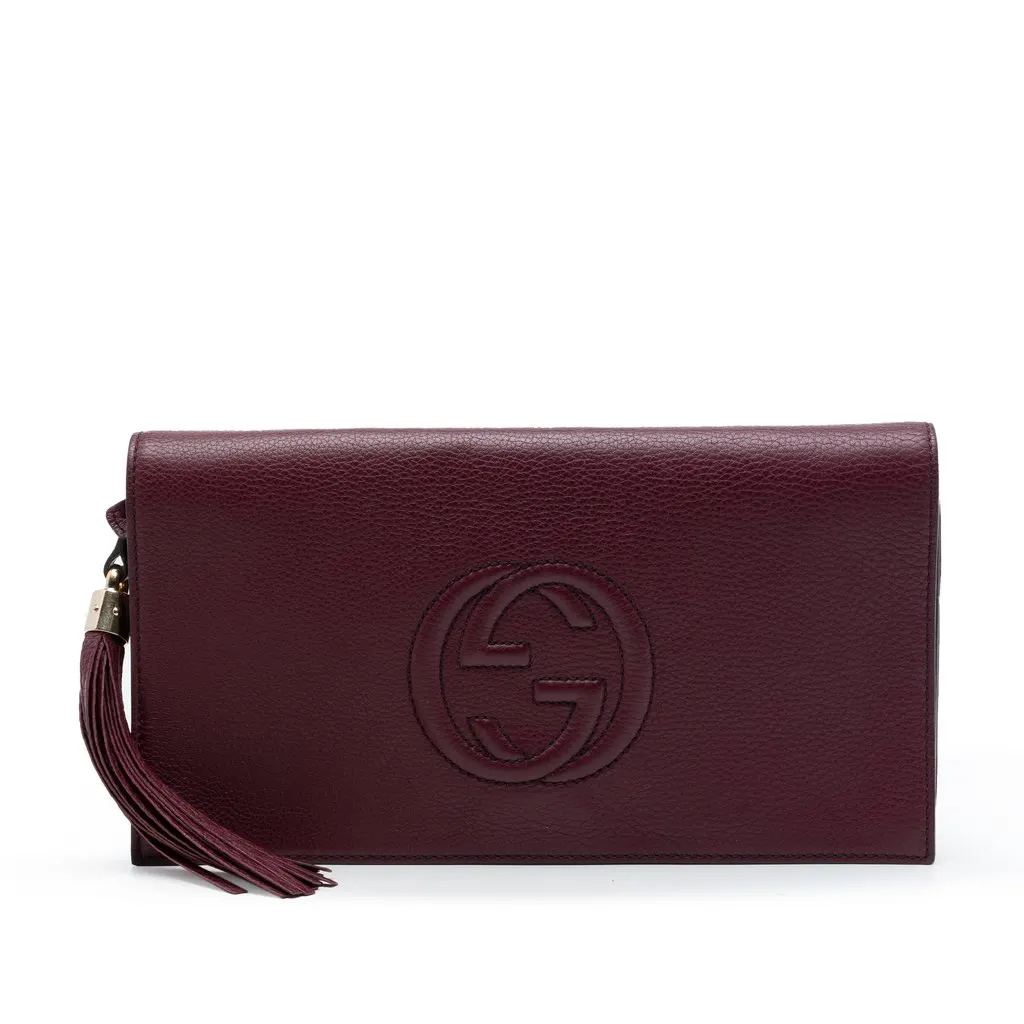 Gucci Calfskin Soho Disco Clutch Red Leather Very good - Front View