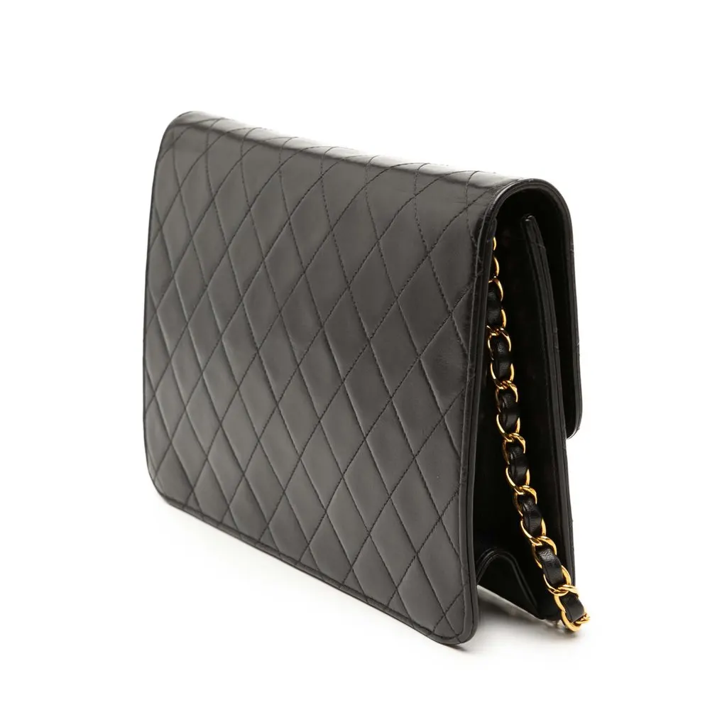 Chanel Medium CC Quilted Lambskin Single Flap Black Leather Very good - Back View