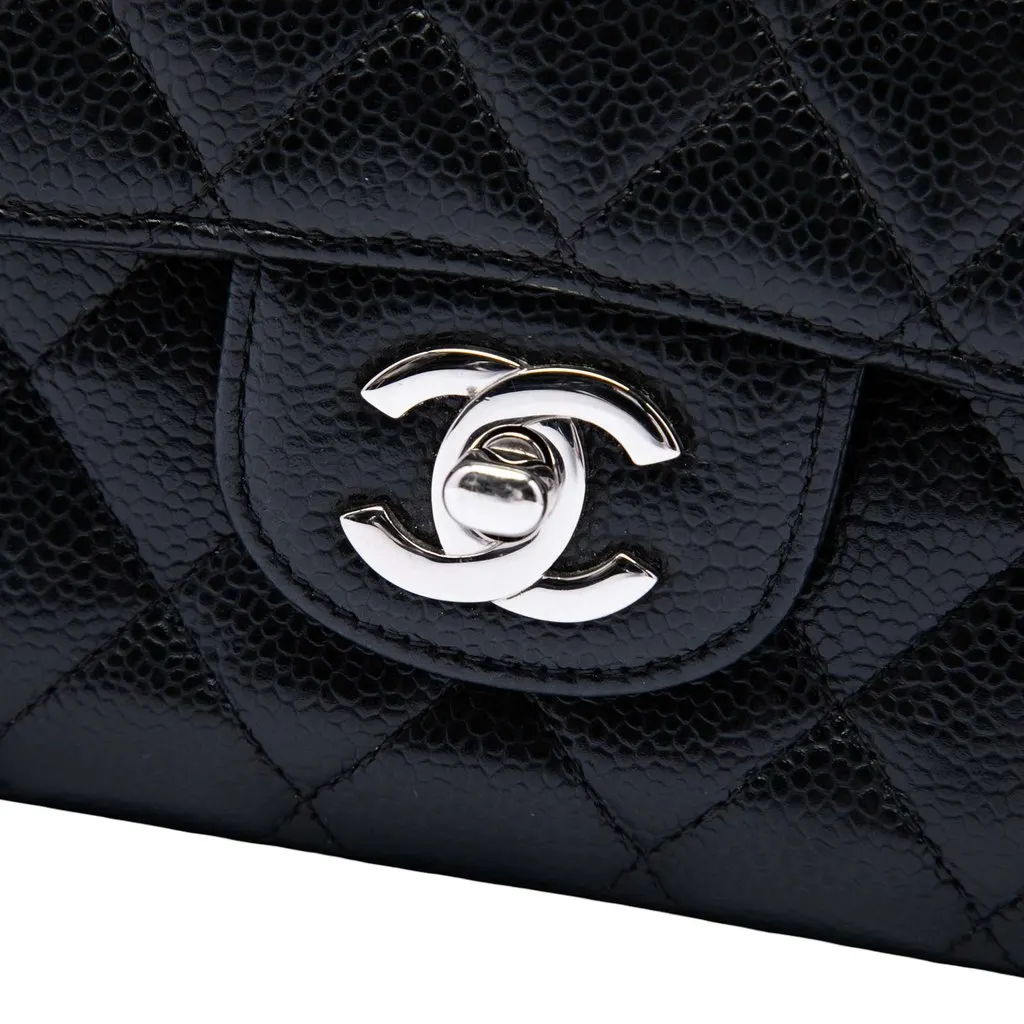 Chanel Medium Classic Caviar Double Flap Black Leather Very good - Box View