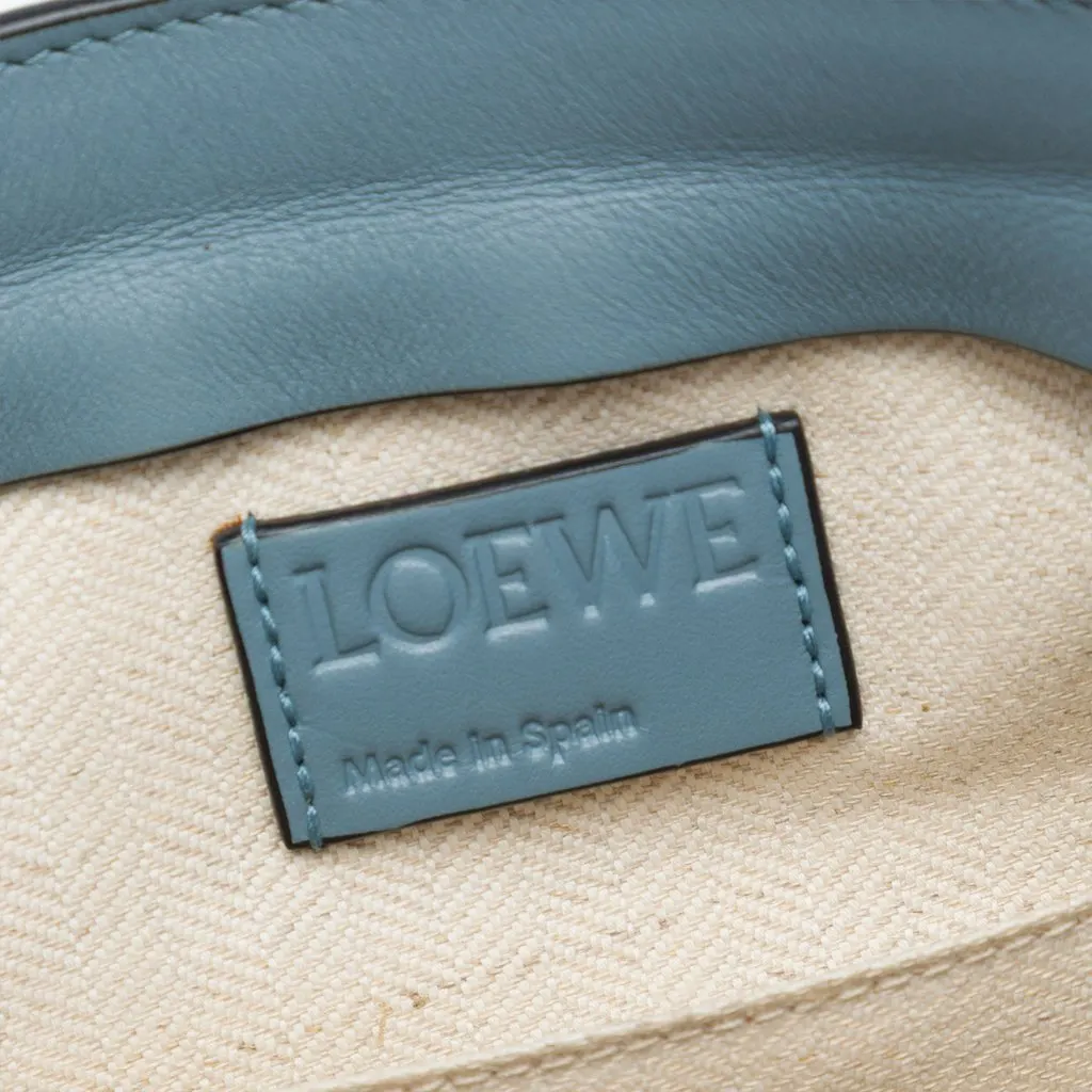 LOEWE Leather Anagram T Pouch Crossbody Blue Leather Very good - Box View