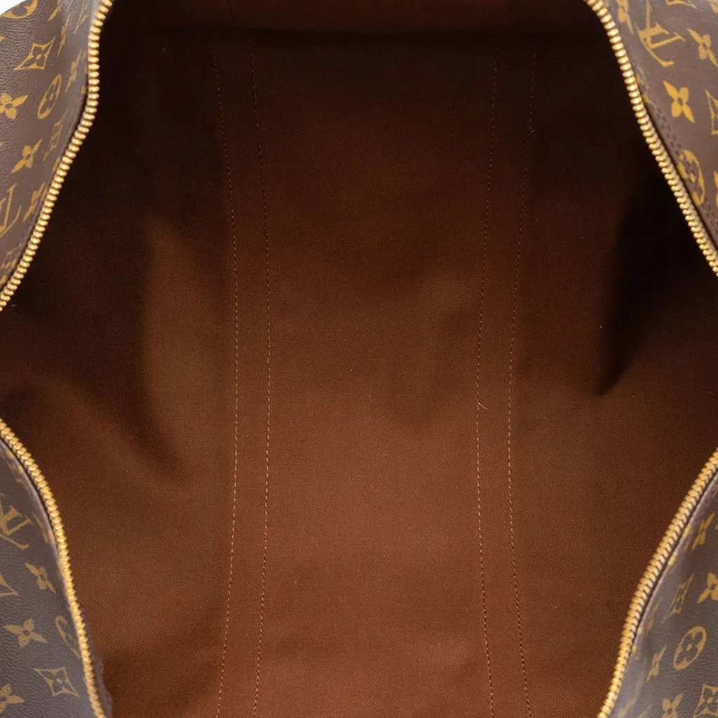 Louis Vuitton Monogram Keepall Bandouliere 50 Brown Canvas Good - Model View
