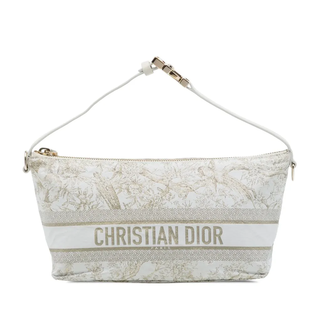 Dior Medium Technical Fabric Toile de Jouy DiorTravel Nomad Pouch Gold Polyester Good - Front View