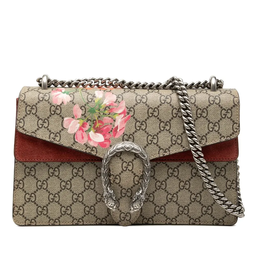 Gucci Medium GG Supreme Blooms Dionysus Shoulder Bag Beige Canvas Good - Front View