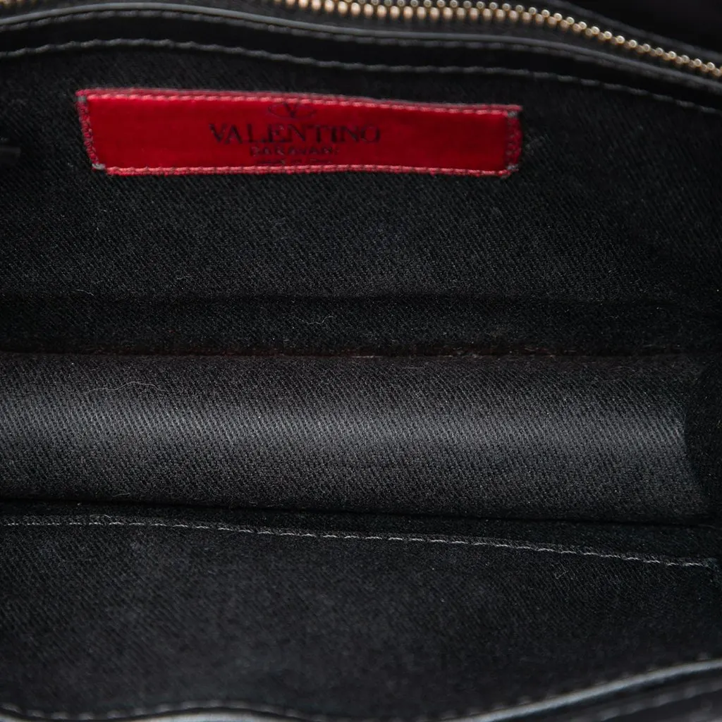Valentino Small Leather Rockstud Glam Lock Crossbody Black Leather Very good - Model View
