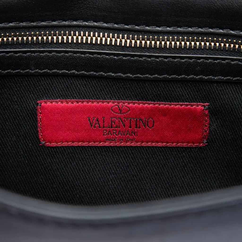 Valentino Small Leather Rockstud Glam Lock Crossbody Black Leather Very good - Box View