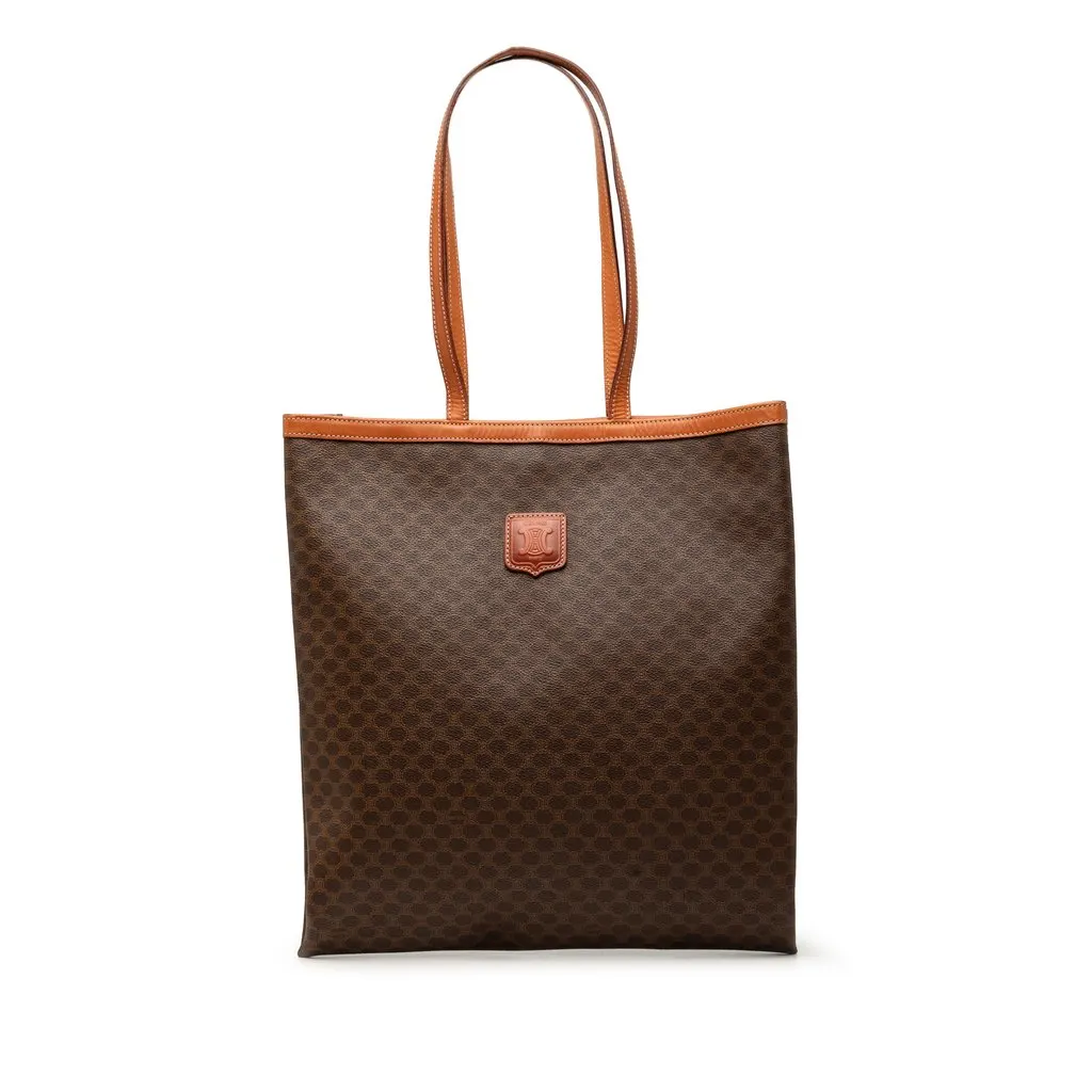 Celine Macadam Coated Canvas Tote Brown Very good - Front View