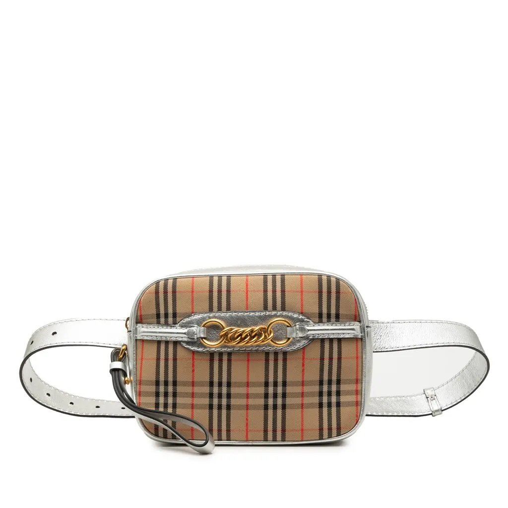 Burberry Haymarket Check Canvas 1983 Link Belt Bag Beige Very good - Front View