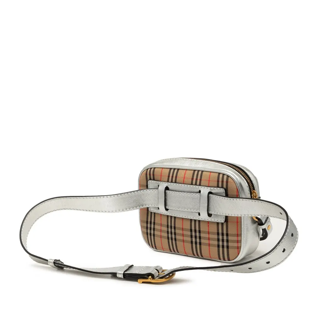 Burberry Haymarket Check Canvas 1983 Link Belt Bag Beige Very good - Back View