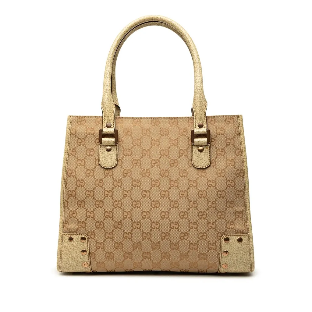Gucci GG Canvas Nailhead Tote Brown Canvas Very good - Front View