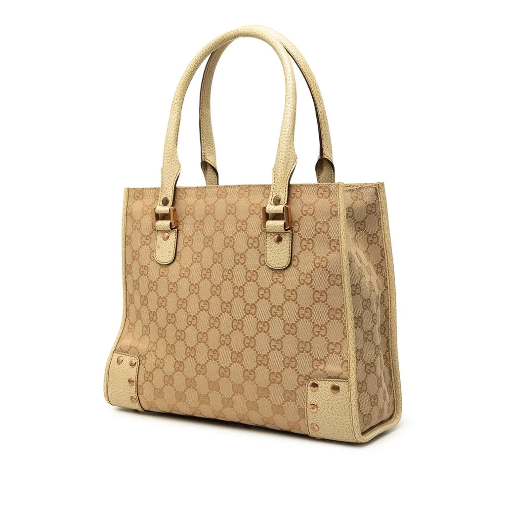 Gucci GG Canvas Nailhead Tote Brown Canvas Very good - Back View