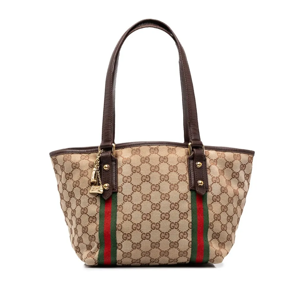Gucci GG Canvas Jolicoeur Tote Brown Canvas Good - Front View