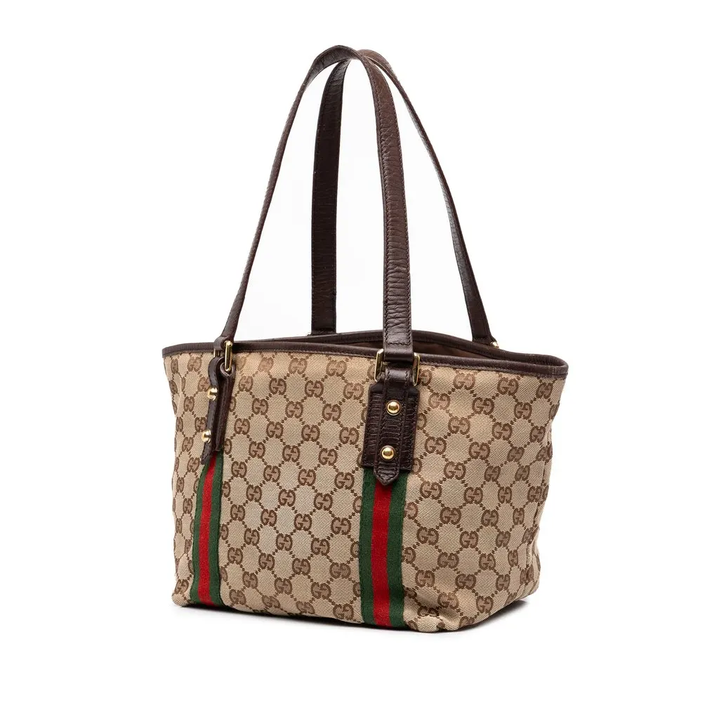 Gucci GG Canvas Jolicoeur Tote Brown Canvas Good - Back View