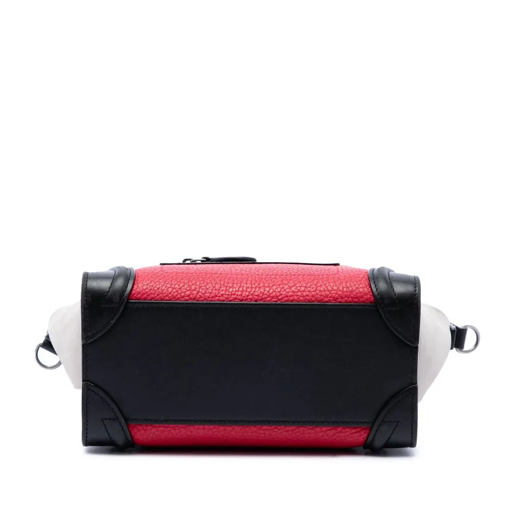 Celine Nano Tricolor Nubuck and Calfskin Luggage Tote Red Leather Very good - Inside View