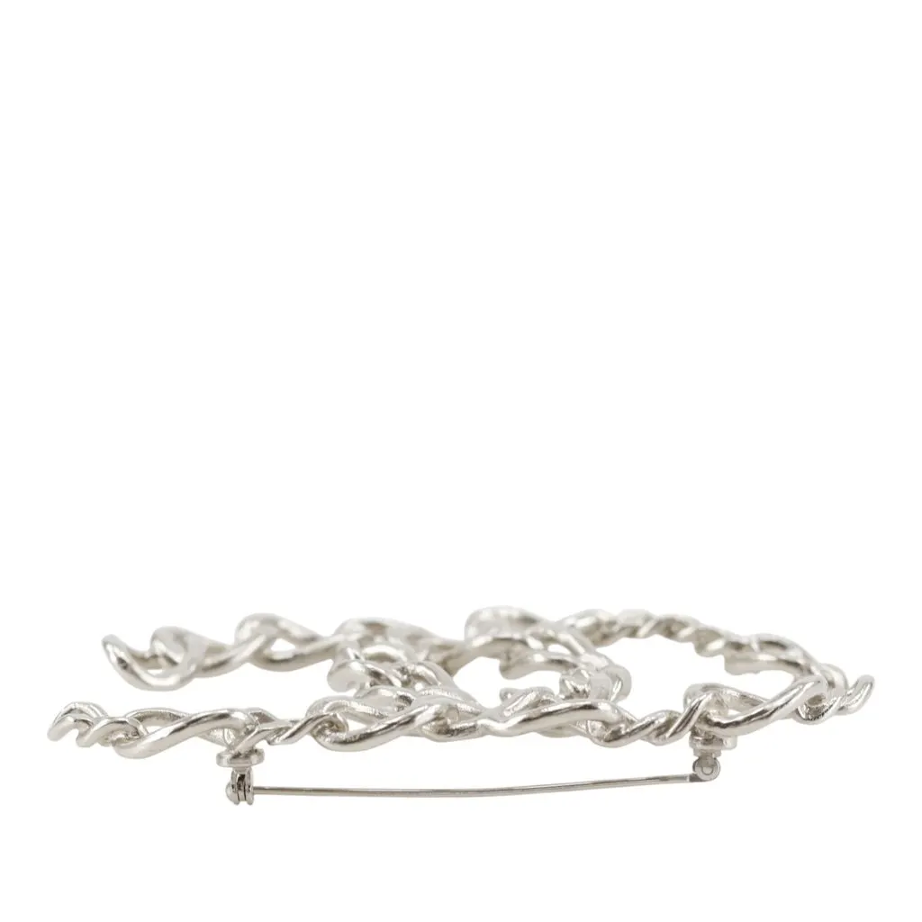 Chanel CC Brass Openwork Chain Brooch Silver Metal Very good - Model View