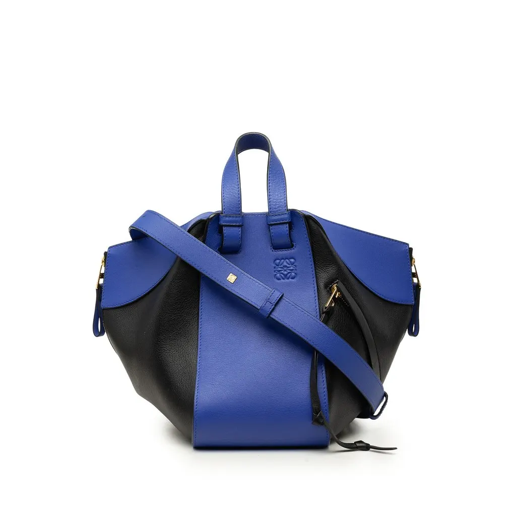 LOEWE Small Bicolor Calfskin Hammock Satchel Blue Leather Very good - Front View