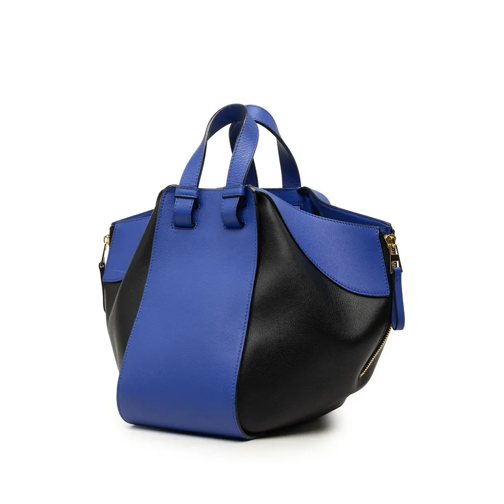 LOEWE Small Bicolor Calfskin Hammock Satchel Blue Leather Very good - Back View