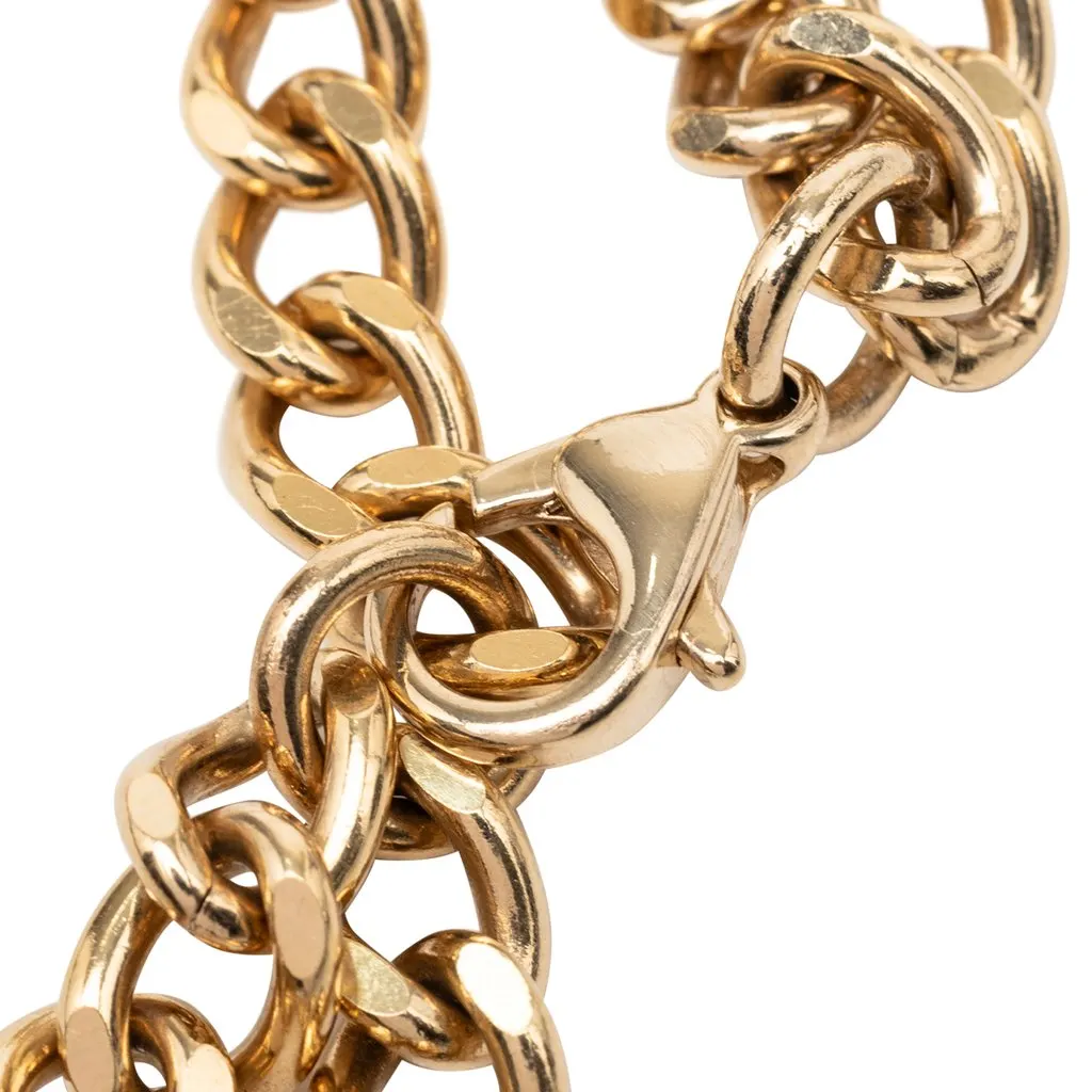 Chanel Gold Plated Strass Coco Plaque Double Chain Belt Gold Metal Very good - Model View