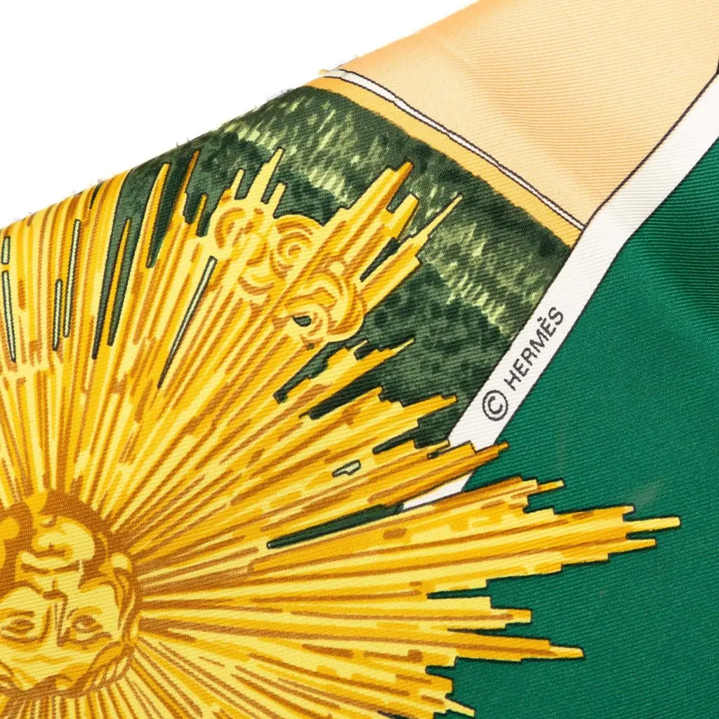Hermès Sanssoucy Silk Scarf 90 Green Very good - Back View