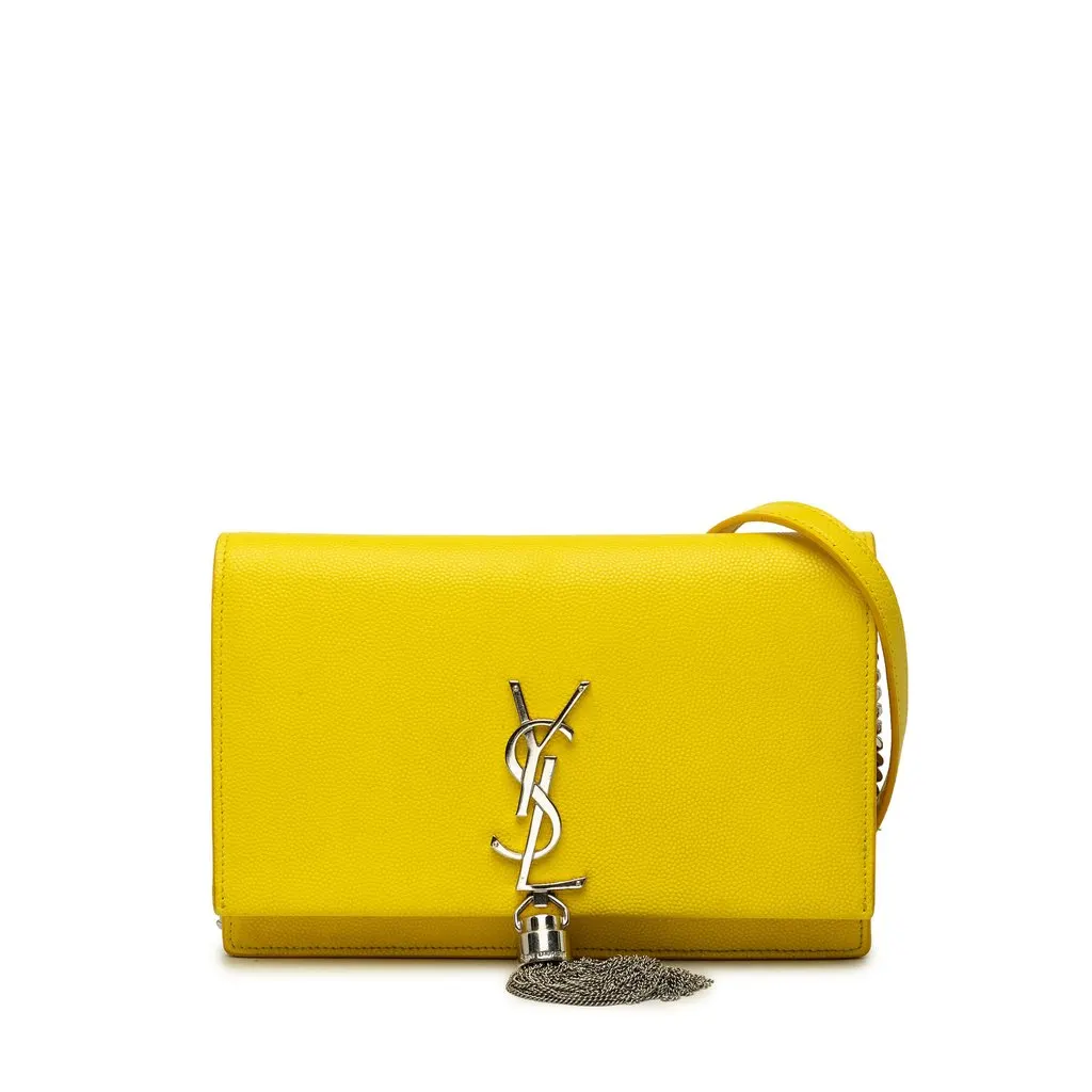 Saint Laurent Grain de Poudre Monogram Kate Tassel Wallet on Chain