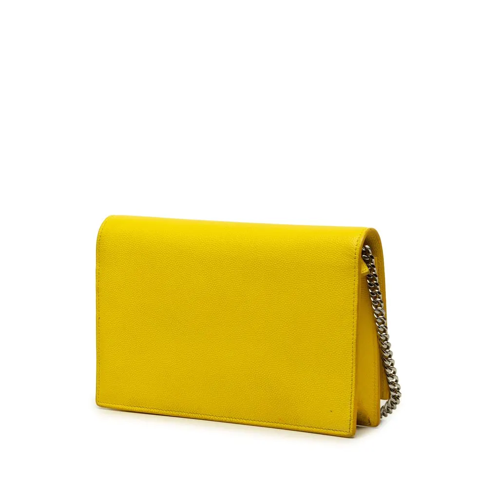 Saint Laurent Grain de Poudre Monogram Kate Tassel Wallet on Chain Yellow Leather Good - Back View