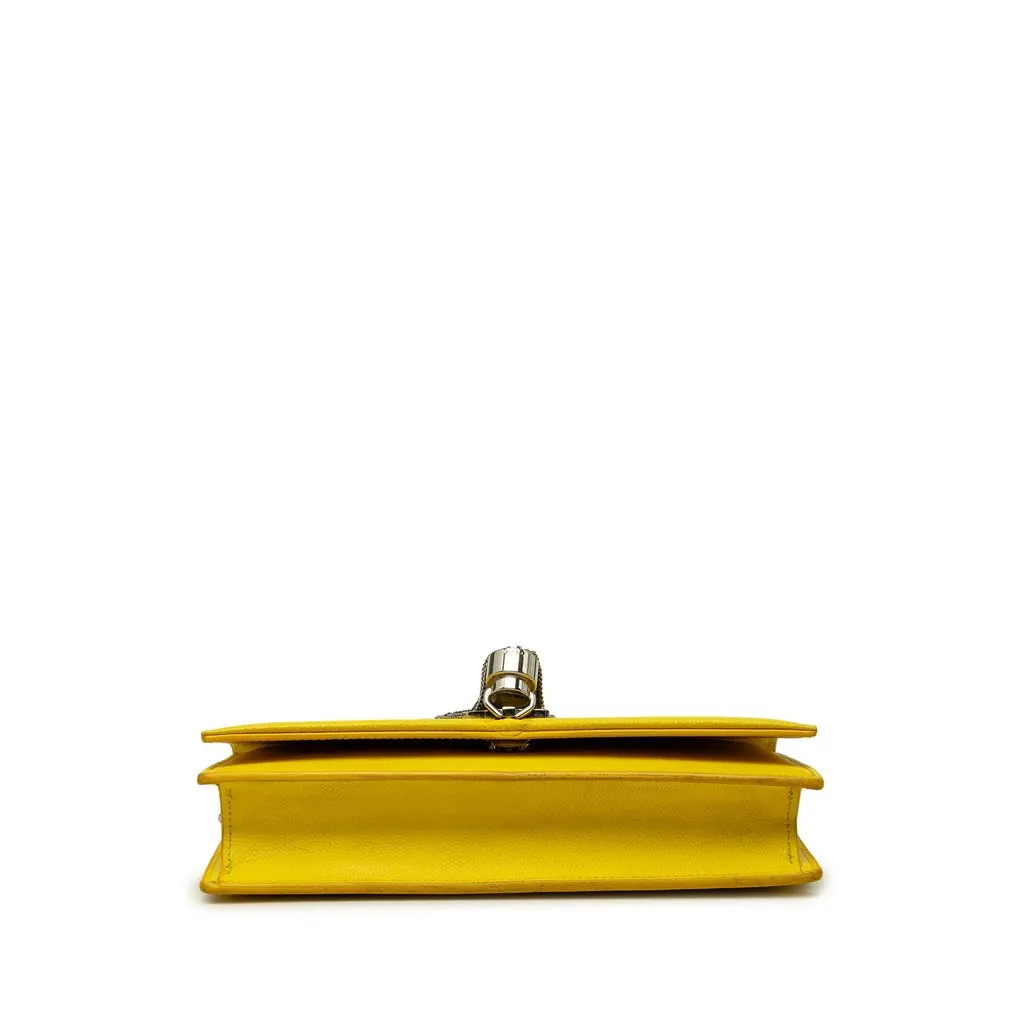 Saint Laurent Grain de Poudre Monogram Kate Tassel Wallet on Chain Yellow Leather Good - Inside View