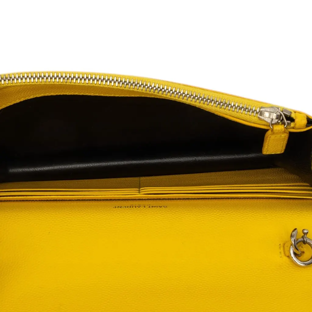Saint Laurent Grain de Poudre Monogram Kate Tassel Wallet on Chain Yellow Leather Good - Model View