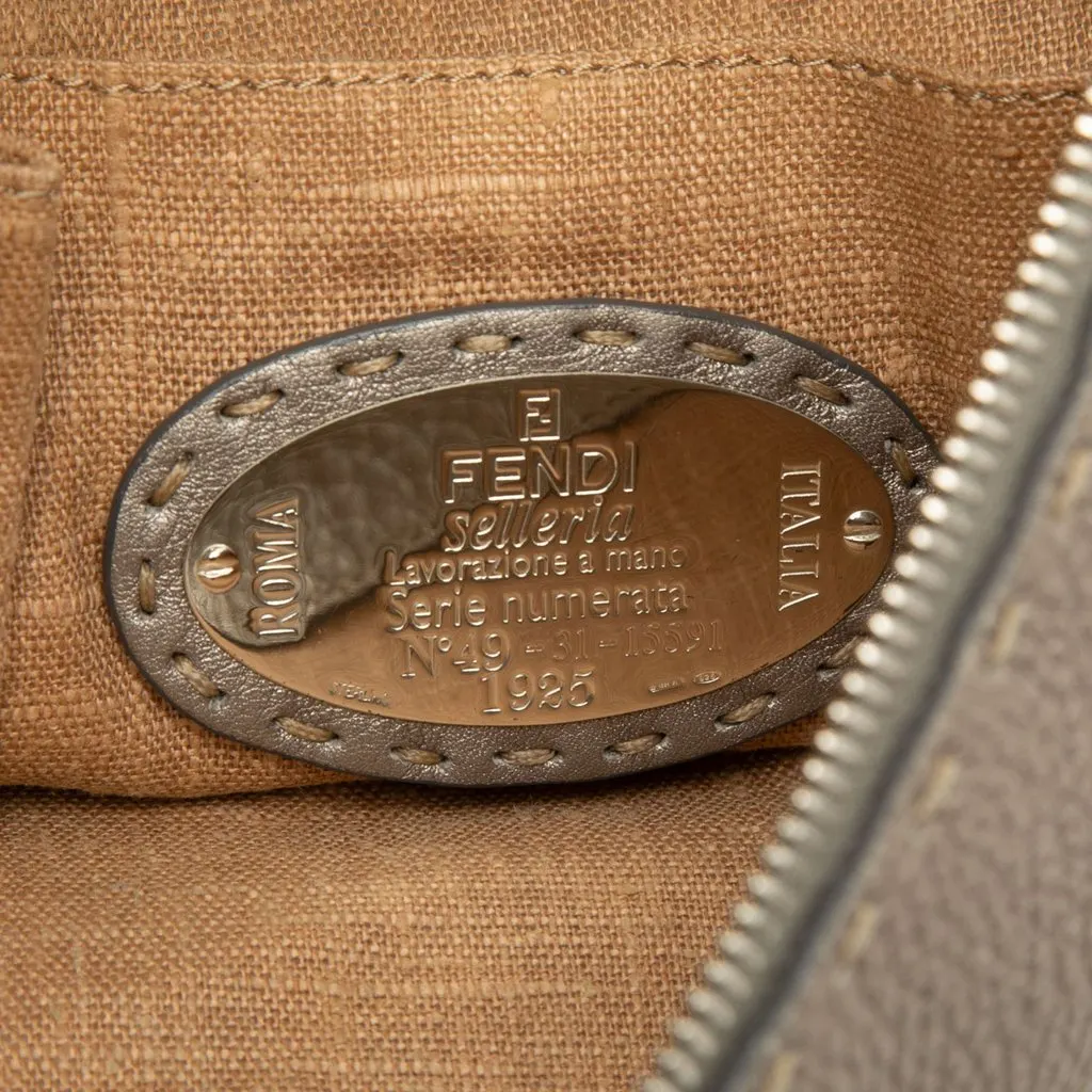 Fendi Medium Leather Selleria Crossbody Grey Leather Good - Box View