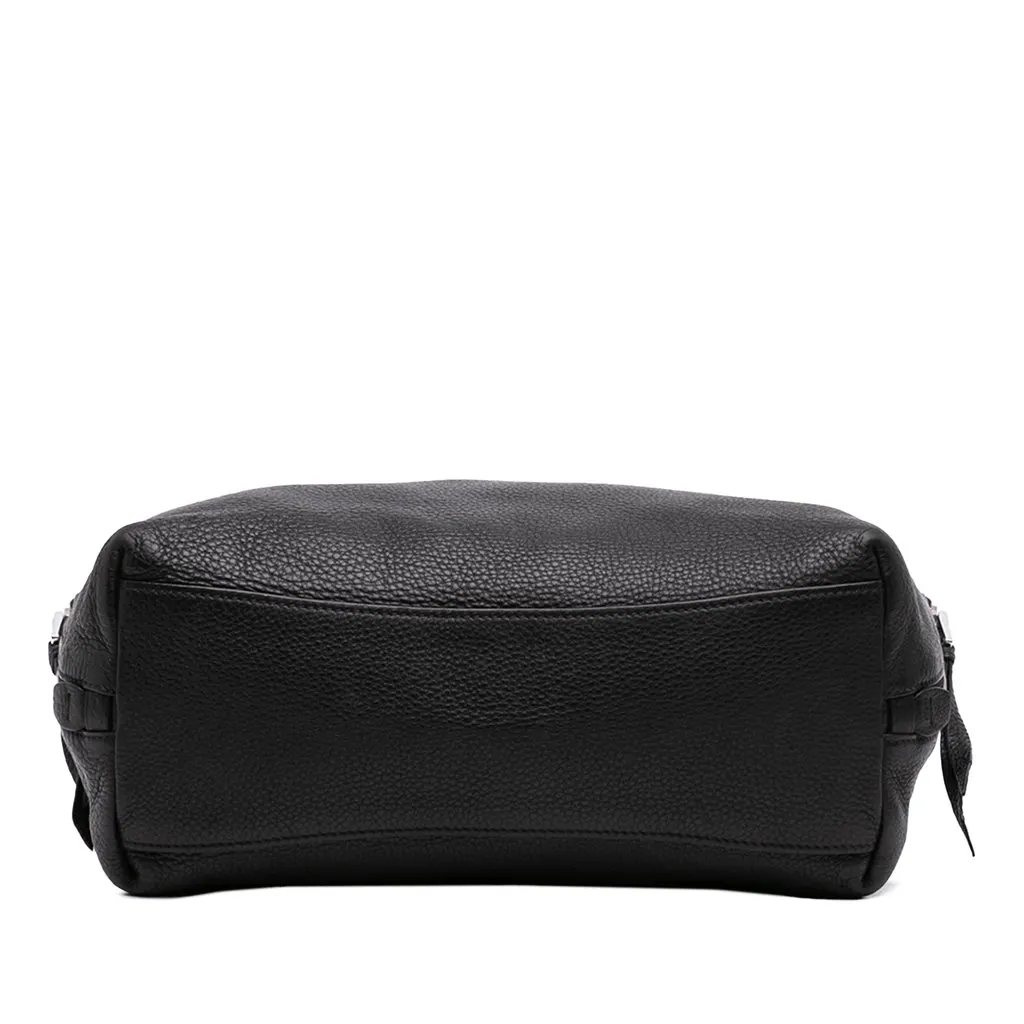 Prada Vitello Daino Side Zip Tote Black Leather Good - Inside View