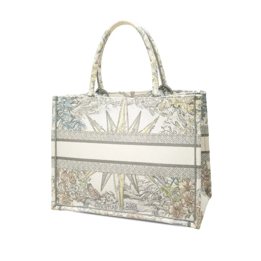 Dior Medium Embroidered Canvas Reve d Infini Book Tote White Canvas Good - Back View