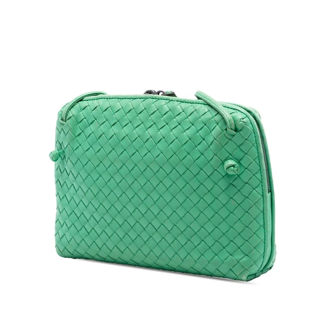 Bottega Veneta Nappa Intrecciato Nodini Crossbody Green Leather Very good - Back View