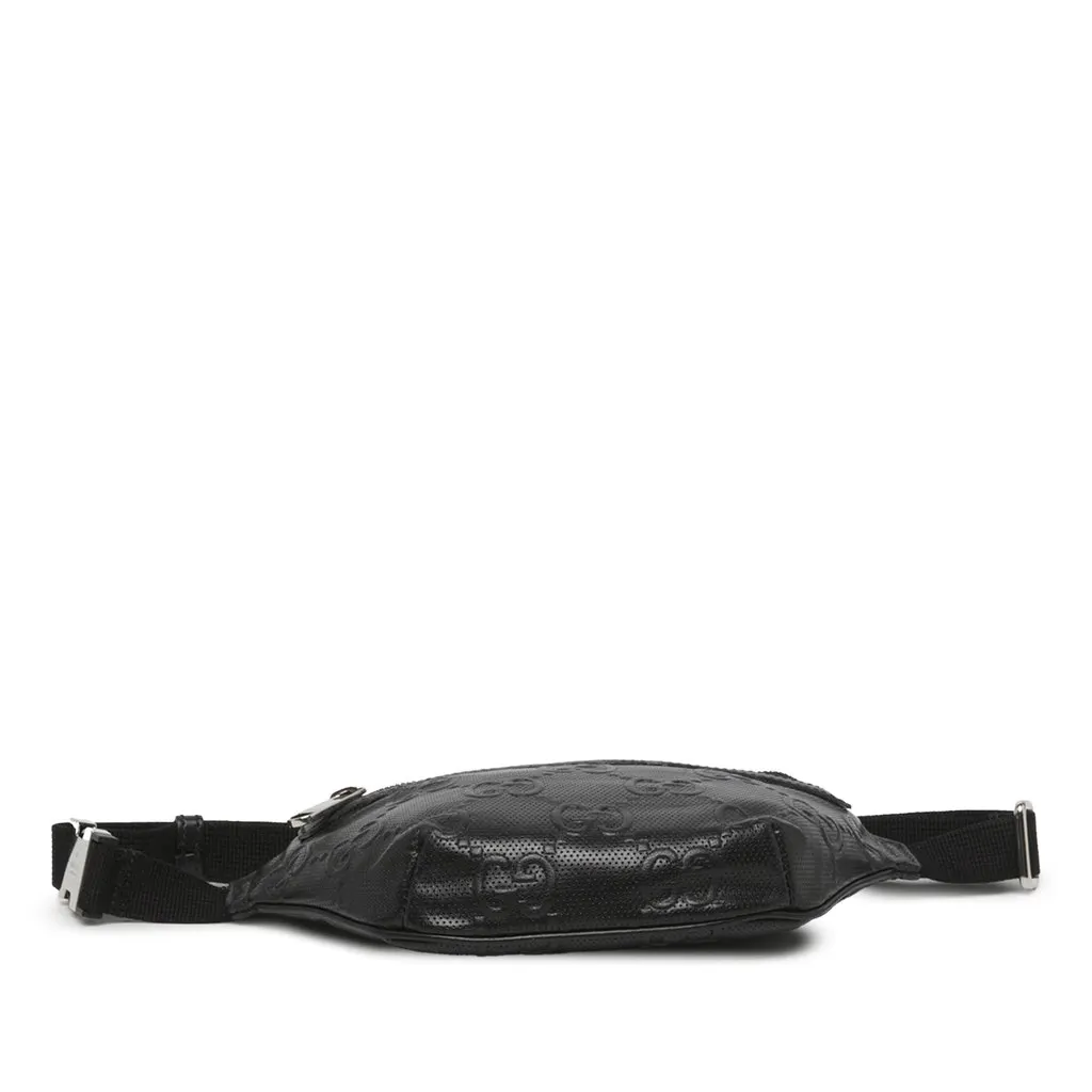 Gucci GG Embossed Perforated Calfskin Belt Bag Black Leather Very good - Inside View