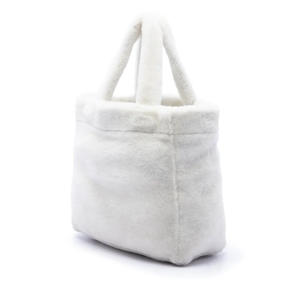 Prada Shearling Logo Tote White Shearling Very good - Back View