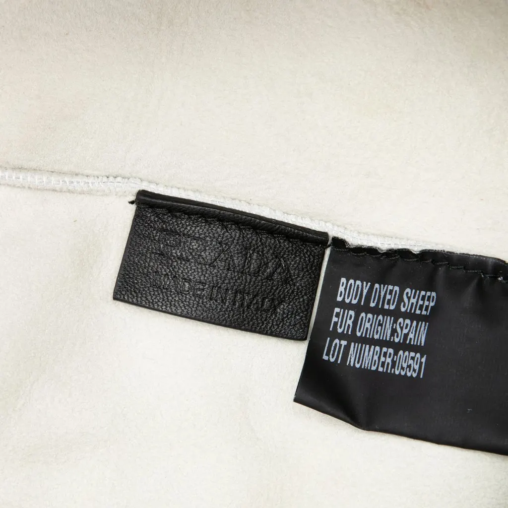 Prada Shearling Logo Tote White Shearling Very good - Box View