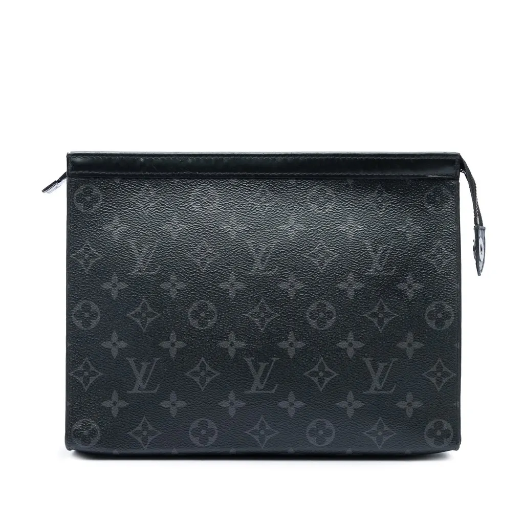 Louis Vuitton Monogram Eclipse Pochette Voyage MM Black Good - Front View