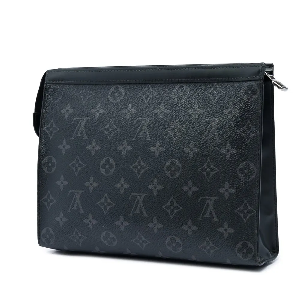 Louis Vuitton Monogram Eclipse Pochette Voyage MM Black Good - Back View