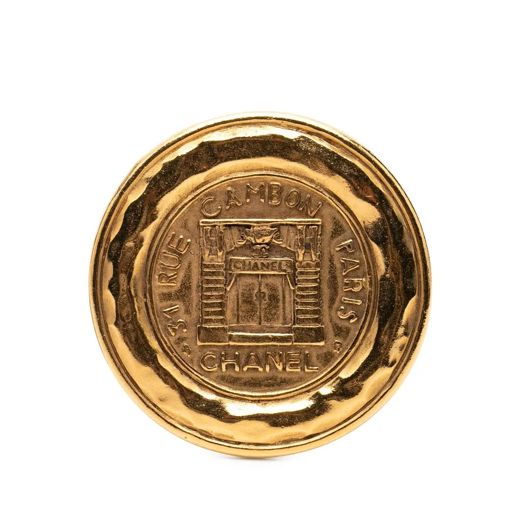 Chanel Gold Plated 31 Rue Cambon Brooch Gold Metal Very good - Front View