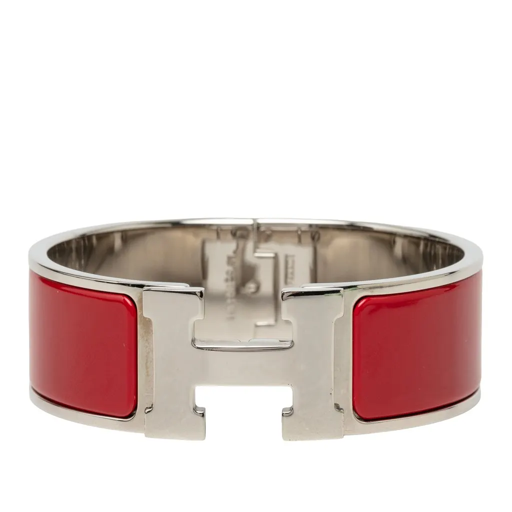 Hermès Wide Enamel Clic Clac H Bracelet PM Red Very good - Front View
