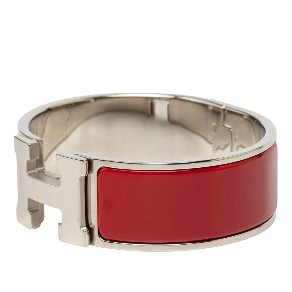 Hermès Wide Enamel Clic Clac H Bracelet PM Red Very good - Back View