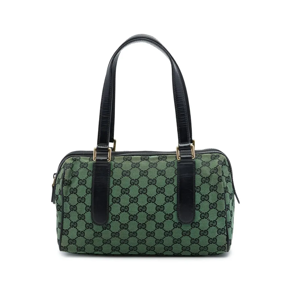 Gucci GG Canvas Charmy Boston Bag Green Canvas Very good - Front View