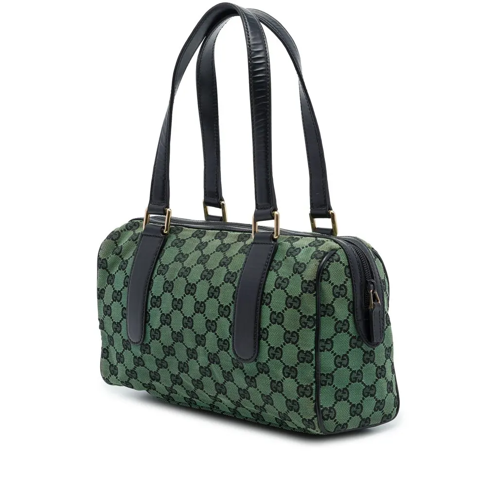 Gucci GG Canvas Charmy Boston Bag Green Canvas Very good - Back View