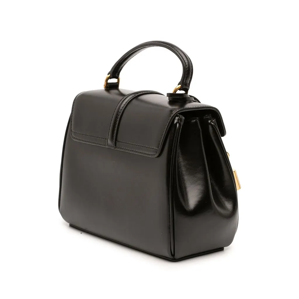 Celine Mini Smooth Calfskin 16 Top Handle Bag Black Leather Very good - Back View