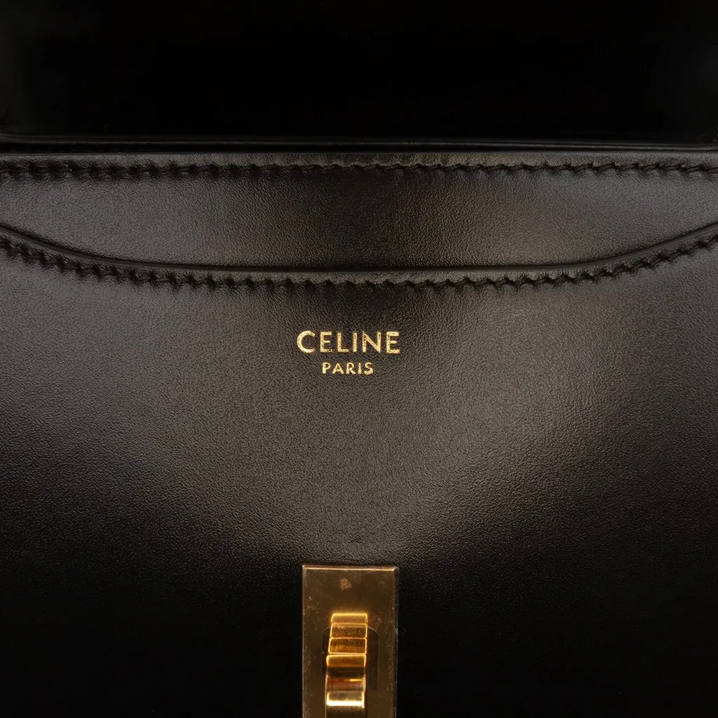 Celine Mini Smooth Calfskin 16 Top Handle Bag Black Leather Very good - Box View