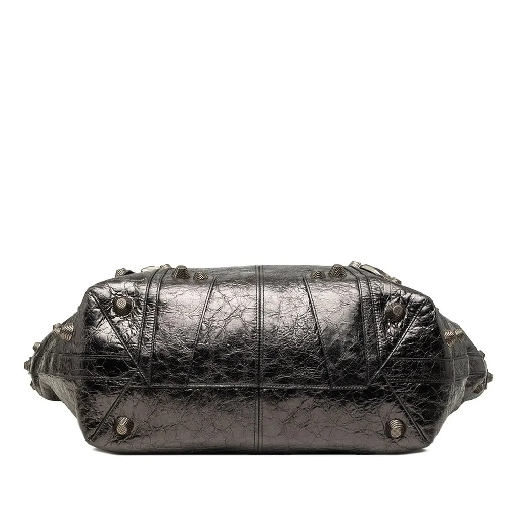 Balenciaga Medium Metallic Crinkled Lambskin Le Cagole Carry All Tote Black Leather Very good - Inside View