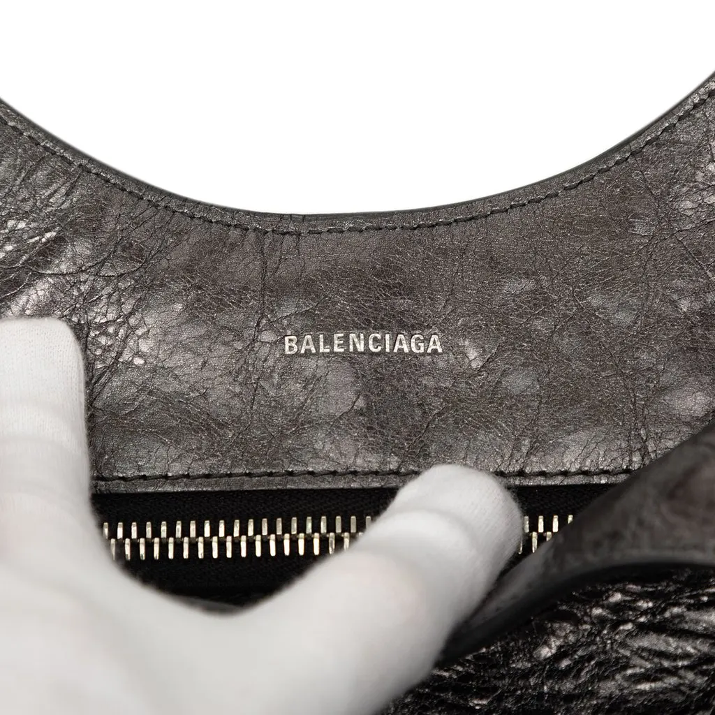 Balenciaga Medium Metallic Crinkled Lambskin Le Cagole Carry All Tote Black Leather Very good - Box View