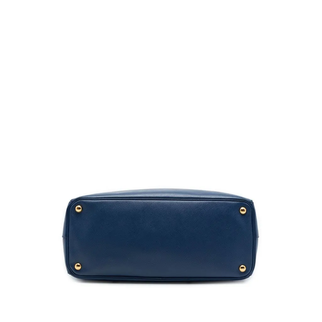Prada Large Saffiano Lux Galleria Double Zip Tote Blue Leather Good - Inside View