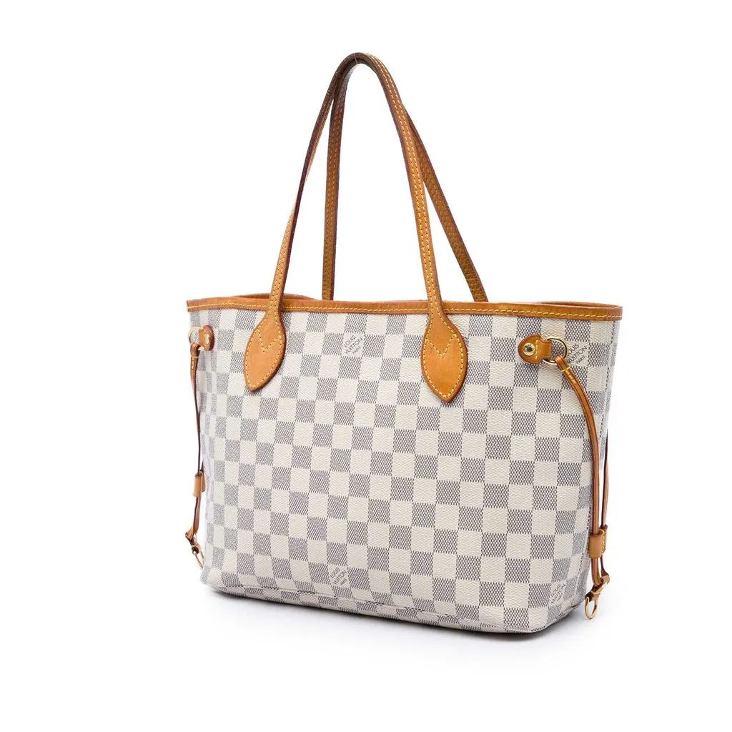 Louis Vuitton Damier Azur Neverfull PM White Canvas Very good - Back View